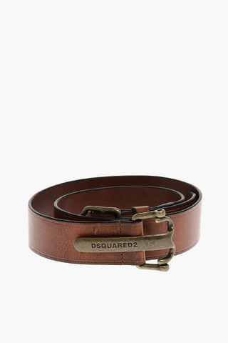 Leather Vintage Belt with Brass Buckle 40mm