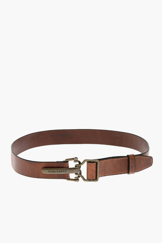 Leather Vintage Belt with Brass Buckle 40mm