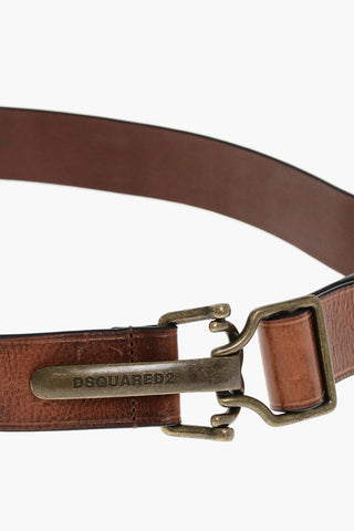 Leather Vintage Belt with Brass Buckle 40mm