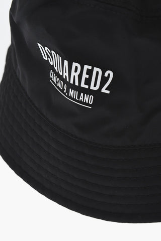 Cappello Bucket in Nylon con Stampa a Contrasto