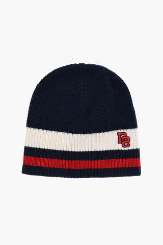Wool Beanie with Contrast Embroidery