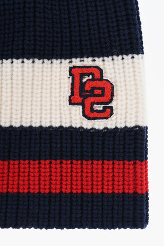 Wool Beanie with Contrast Embroidery