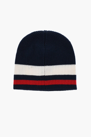 Wool Beanie with Contrast Embroidery