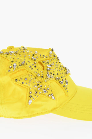Satin Baseball Cap with Jewel Embellishment