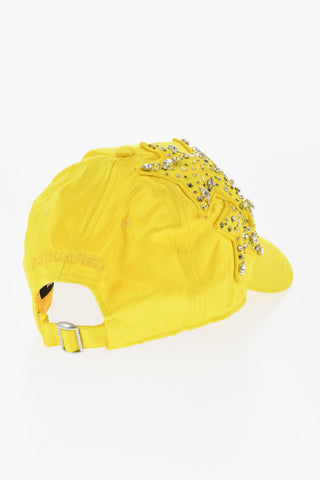 Satin Baseball Cap with Jewel Embellishment
