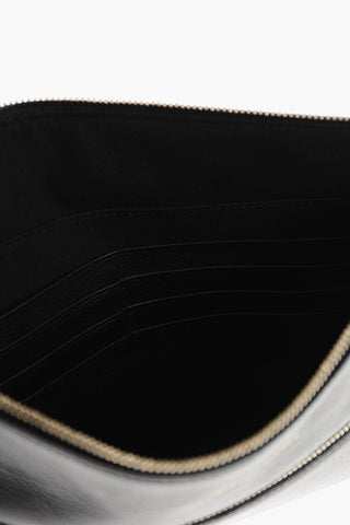 Textured Leather Clutch with Outer Pocket