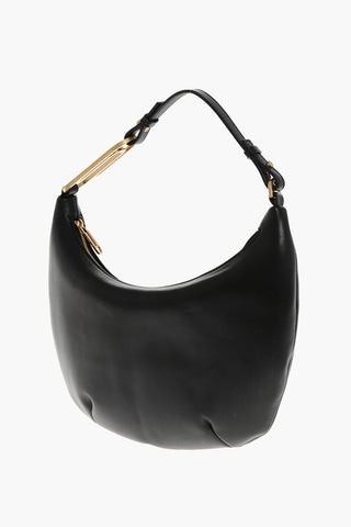 Leather Hobo Bag with Zip Closure