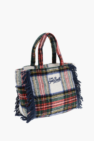 Tartan Patterned COLETTE Tote Bag with Fringes