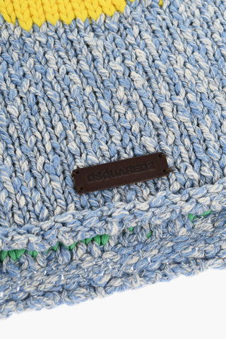Beanie in Cotone con Ricamo a Contrasto