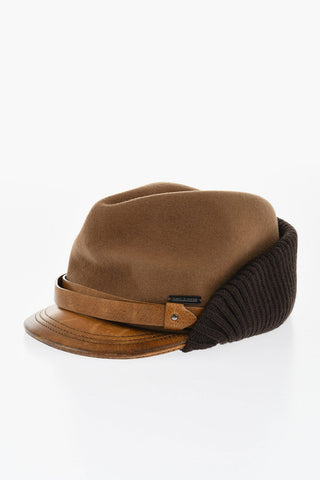 Cappello da Baseball in Lana con Visiera In Pelle