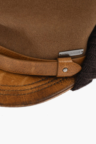 Cappello da Baseball in Lana con Visiera In Pelle
