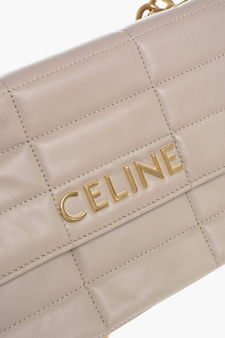 Quilted Leather Shoulder Bag with Golden Chain Strap