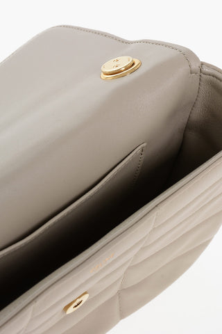 Quilted Leather Shoulder Bag with Golden Chain Strap