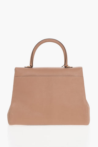 Textured Leather Handbag with Removable Shoulder Strap