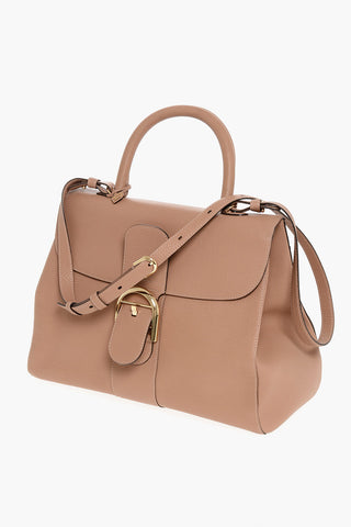 Textured Leather Handbag with Removable Shoulder Strap