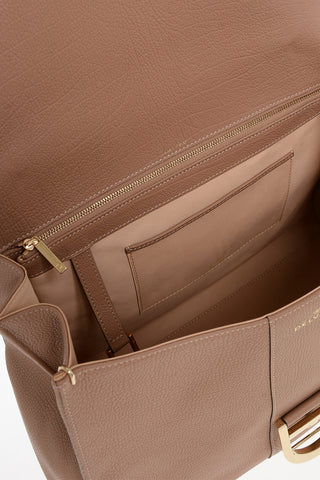 Textured Leather Handbag with Removable Shoulder Strap