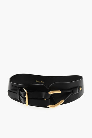Leather Belt with Golden Details 70mm