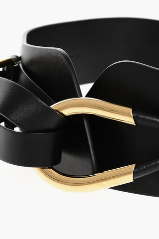Leather Belt with Golden Details 70mm