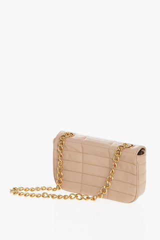 Quilted Leather Shoulder Bag with Golden Details