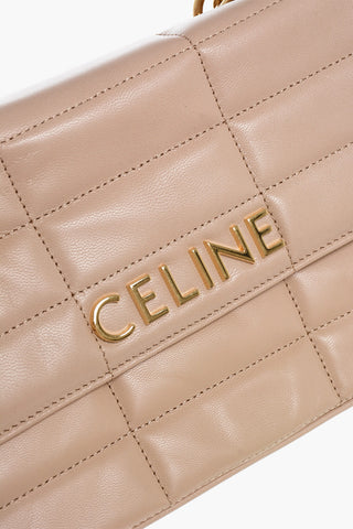 Quilted Leather Shoulder Bag with Golden Details