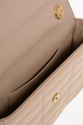 Quilted Leather Shoulder Bag with Golden Details