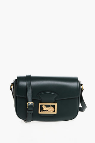 Leather Shoulder Bag AMAZONE with Gold Metal Detail