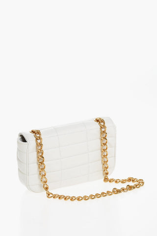 Quilted Leather Shoulder Bag with Golden Details