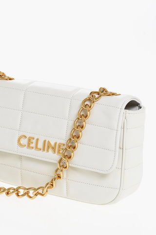 Quilted Leather Shoulder Bag with Golden Details