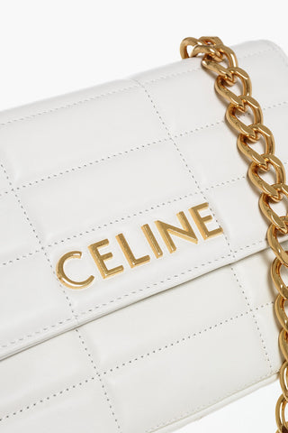 Quilted Leather Shoulder Bag with Golden Details
