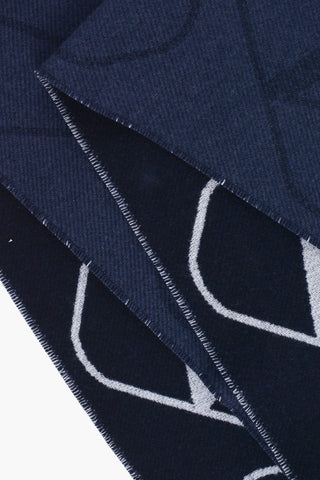 Virgin Wool and Cashmere Scarf with All-Over Monogram and Fringes
