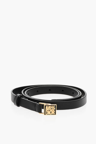 MISS DIOR Cintura Skinny in Pelle con Fibbia Dorata 15mm