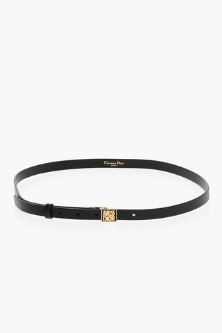 MISS DIOR Cintura Skinny in Pelle con Fibbia Dorata 15mm