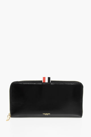 Brushed Leather Continental Wallet with Zip Closure