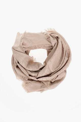 Wool Blend Scarf with All-Over Monogram and Micro Sequins