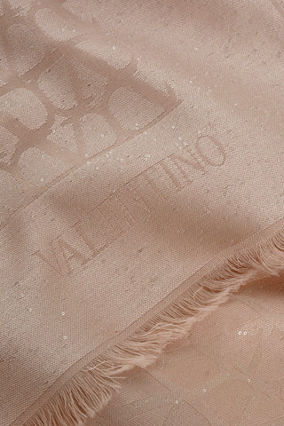Wool Blend Scarf with All-Over Monogram and Micro Sequins
