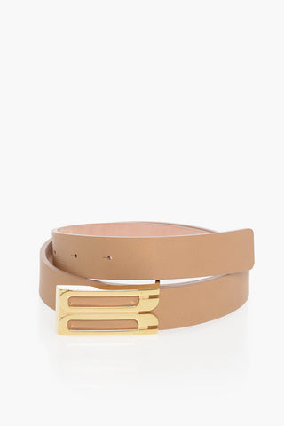 Leather Belt with Golden Anchor Buckle 25mm