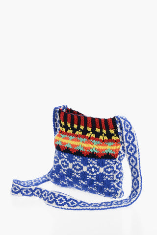 Crochet Wool Blend Crossbody Bag