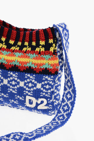 Crochet Wool Blend Crossbody Bag