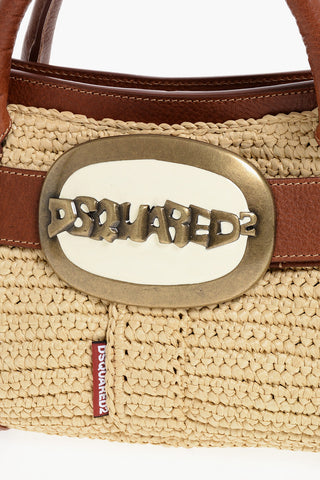 Leather Handbag with Logo Buckle