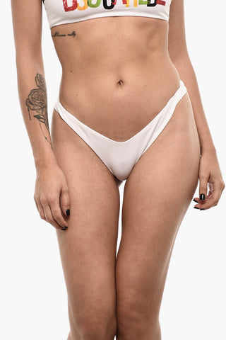 Einfarbiger Bikini-Slip mit aufgedrucktem Logo