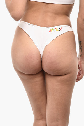 Einfarbiger Bikini-Slip mit aufgedrucktem Logo