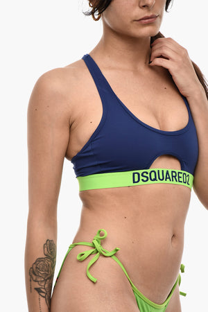 Einfarbiges Bikini-Top mit Cut-Out-Detail