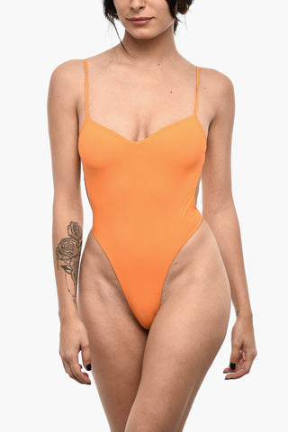 Solid-Color One-Piece Swimsuit with Back Cut-Out