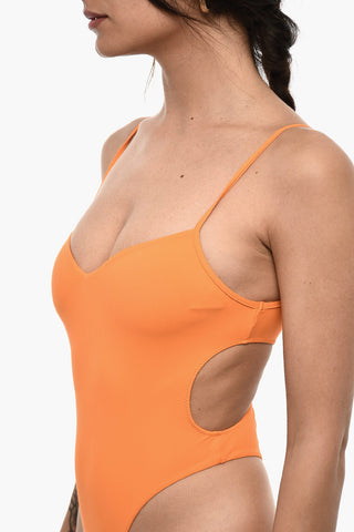 Solid-Color One-Piece Swimsuit with Back Cut-Out