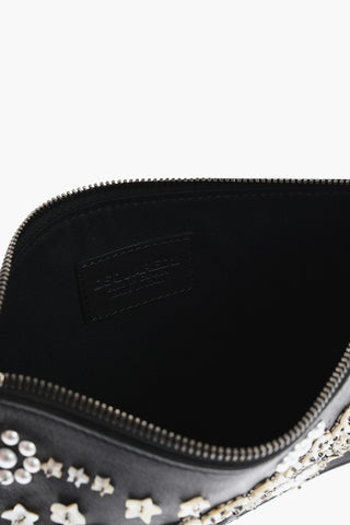 Pouch In Pelle e Paillettes con Chiusura Zip