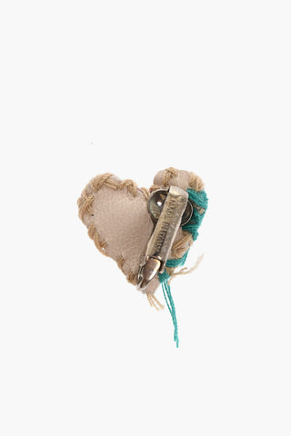Single Clip-On Heart-Shaped Leather Earring