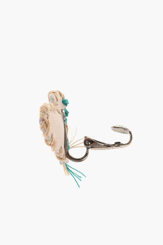 Single Clip-On Heart-Shaped Leather Earring