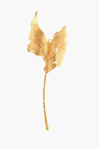 Golden Effect Leaf Shaped Brooch