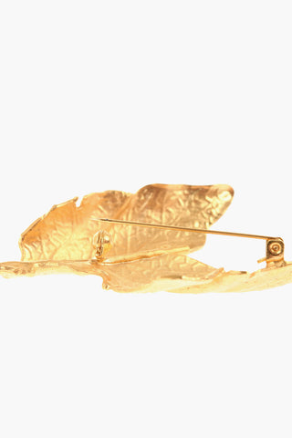 Golden Effect Leaf Shaped Brooch