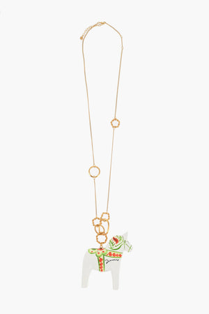 Collana a Catena in Effetto Dorato con Pendente Cavallo